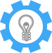 Website Design button of a gear and a lightbulb