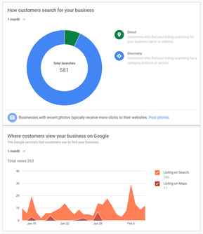 Google My Business chart of how people search for your business 